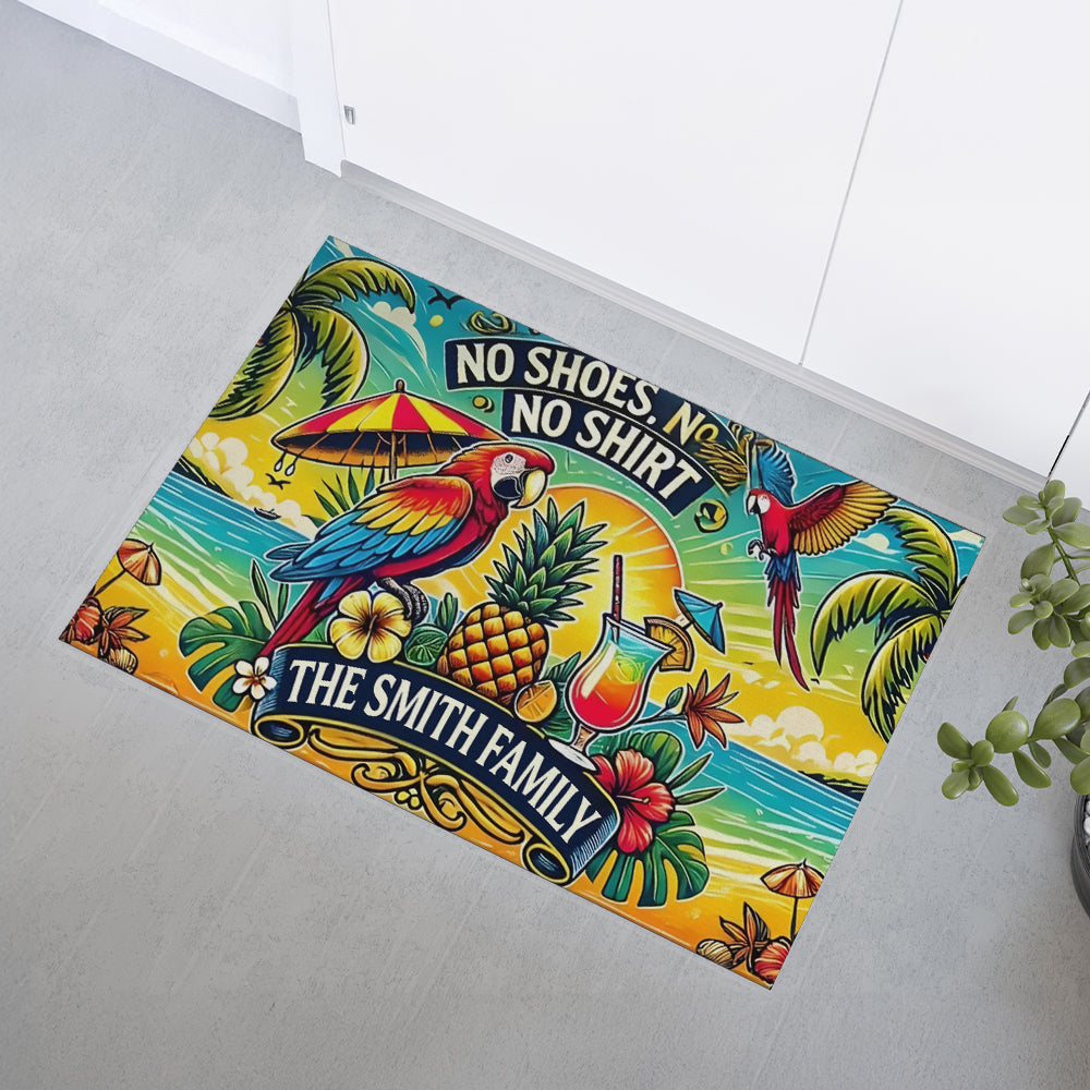 No Shoes, No Shirt...No Problem - Personalized Doormat