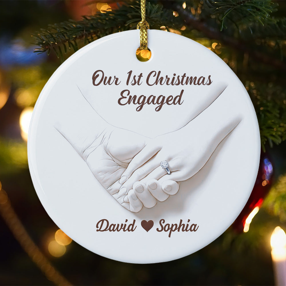 Our 1st Christmas Engaged - Personalized Ceramic Ornament