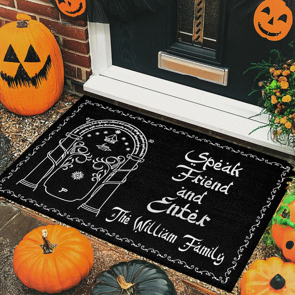 Speak, Friend, And Enter - Personalized Halloween Doormat