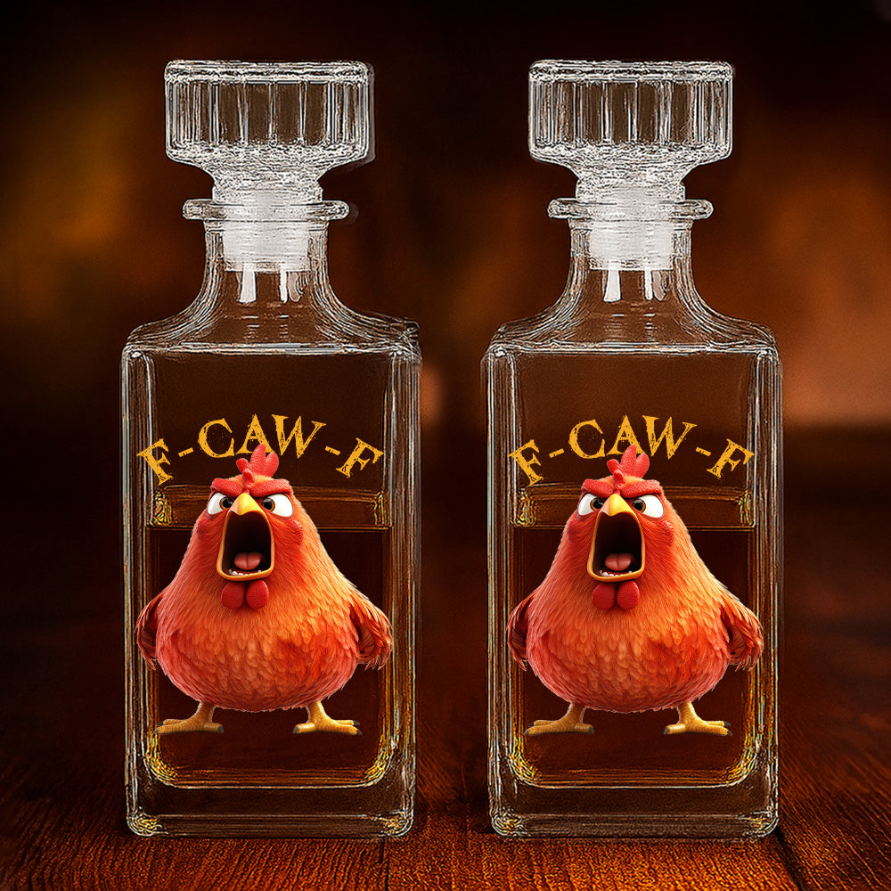 Funny Whiskey Glass - F-Caw-F Crow Joke - Gift For Family Members, Coworkers, Friends - Personalized Combo Whiskey Glass + Decanter