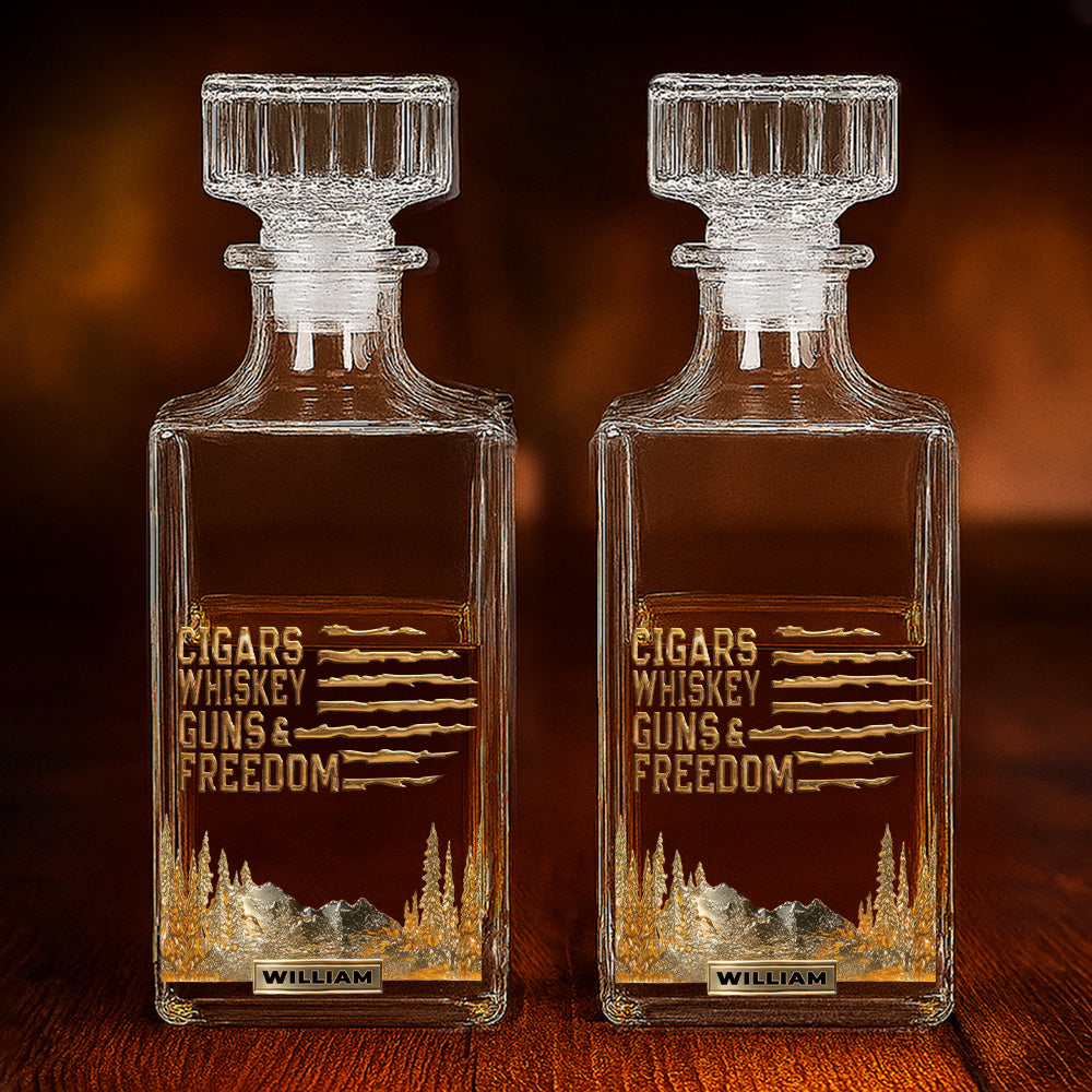 Whiskey And Cigar - Personalized Whiskey Glass