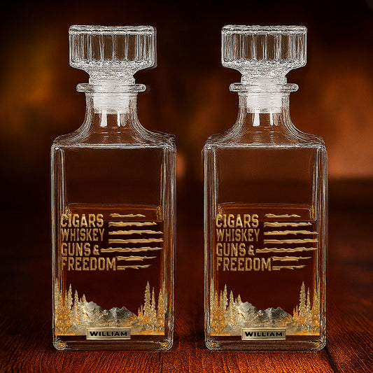 Whiskey And Cigar - Personalized Whiskey Glass