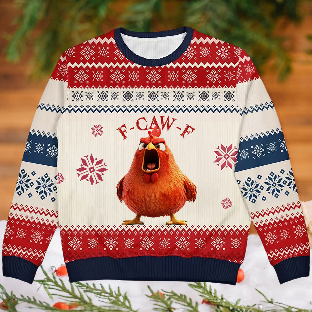 F-Caw-F Crow Joke - Gift For Family Members, Coworkers, Friends - Personalized Ugly Sweater