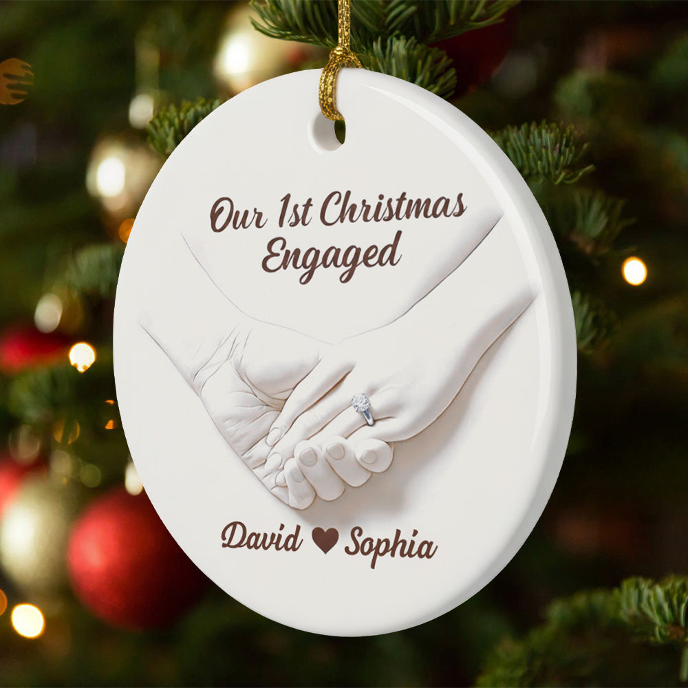 Our 1st Christmas Engaged - Personalized Ceramic Ornament