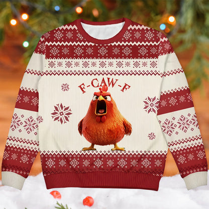 F-Caw-F Crow Joke - Gift For Family Members, Coworkers, Friends - Personalized Ugly Sweater