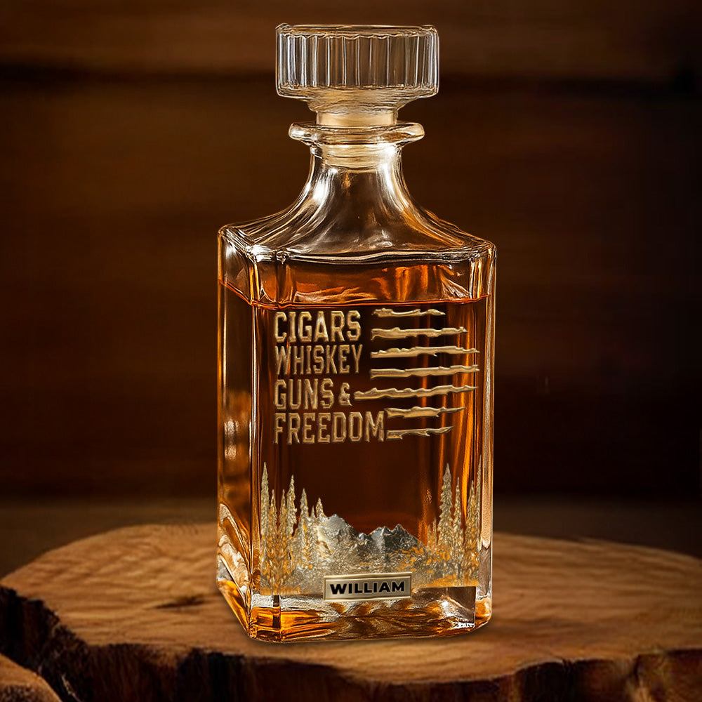 Whiskey And Cigar - Personalized Whiskey Glass