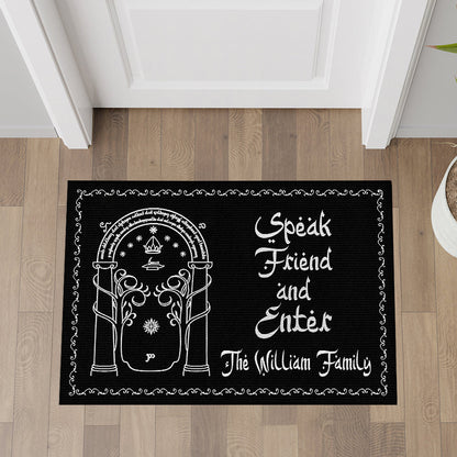 Speak, Friend, And Enter - Personalized Halloween Doormat