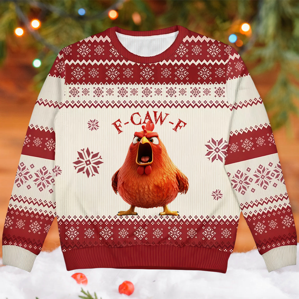 F-Caw-F Crow Joke - Gift For Family Members, Coworkers, Friends - Personalized Ugly Sweater