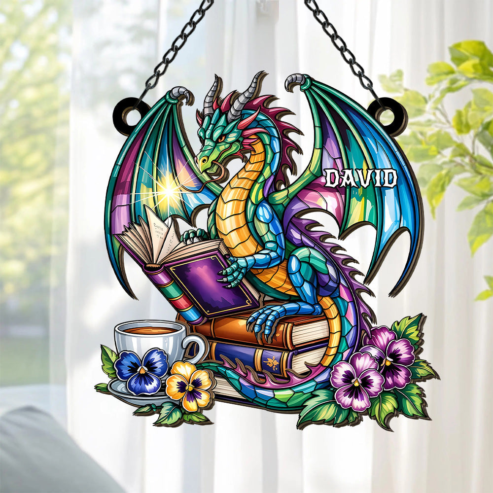 The Book Dragon - Window Hanging Suncatcher