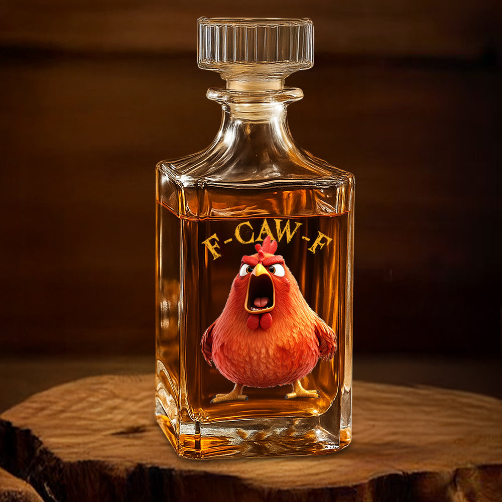 Funny Whiskey Glass - F-Caw-F Crow Joke - Gift For Family Members, Coworkers, Friends - Personalized Combo Whiskey Glass + Decanter