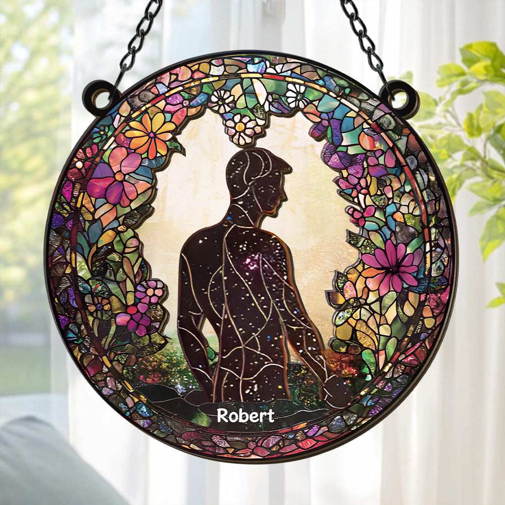 Attractive Strong Gay, Holding Hands - Personalized Window Hanging Suncatcher Ornament