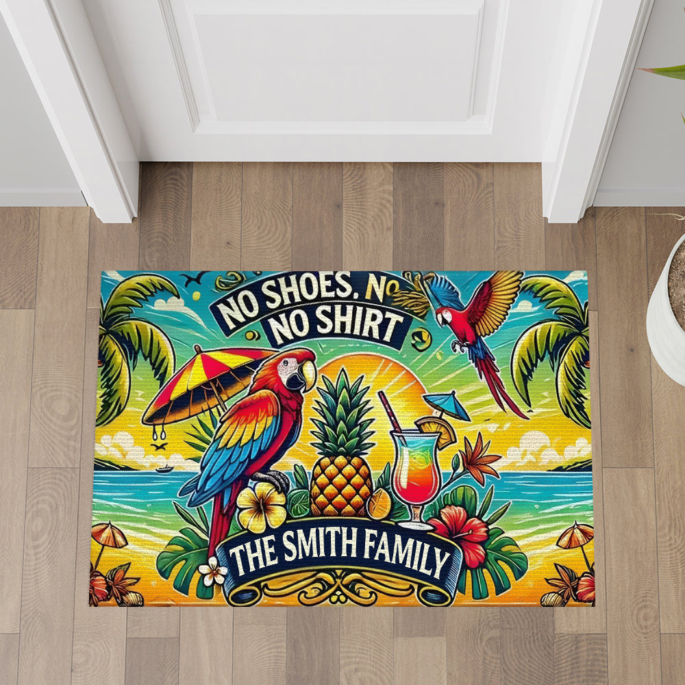 No Shoes, No Shirt...No Problem - Personalized Doormat