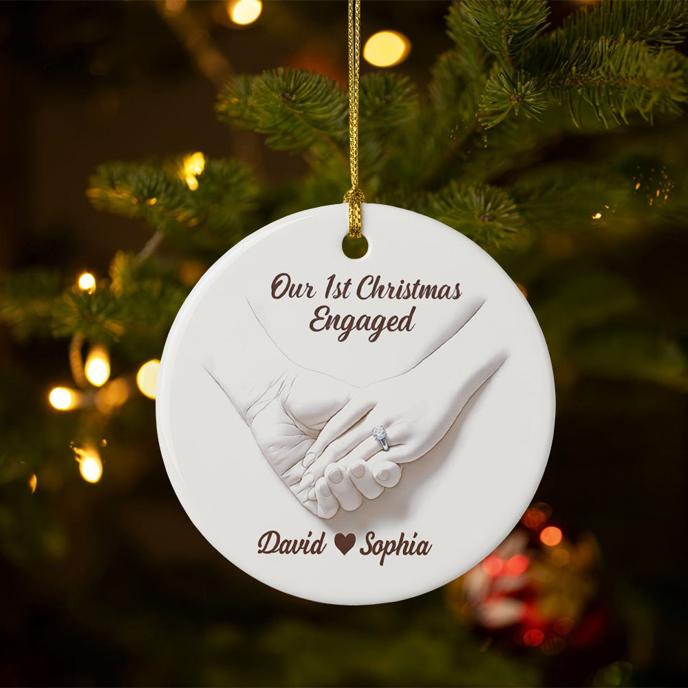 Our 1st Christmas Engaged - Personalized Ceramic Ornament