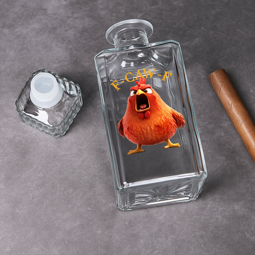 Funny Whiskey Glass - F-Caw-F Crow Joke - Gift For Family Members, Coworkers, Friends - Personalized Combo Whiskey Glass + Decanter