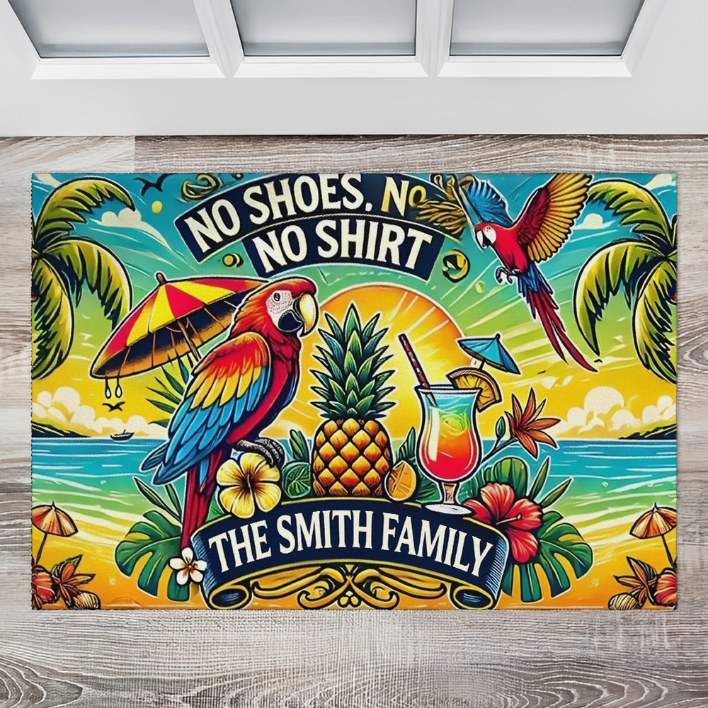 No Shoes, No Shirt...No Problem - Personalized Doormat