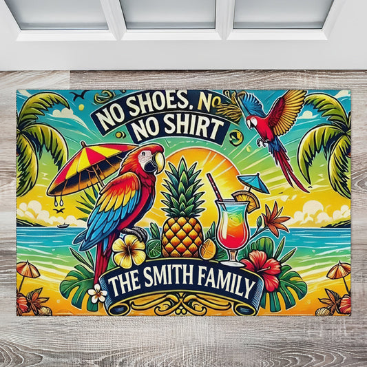 No Shoes, No Shirt...No Problem - Personalized Doormat