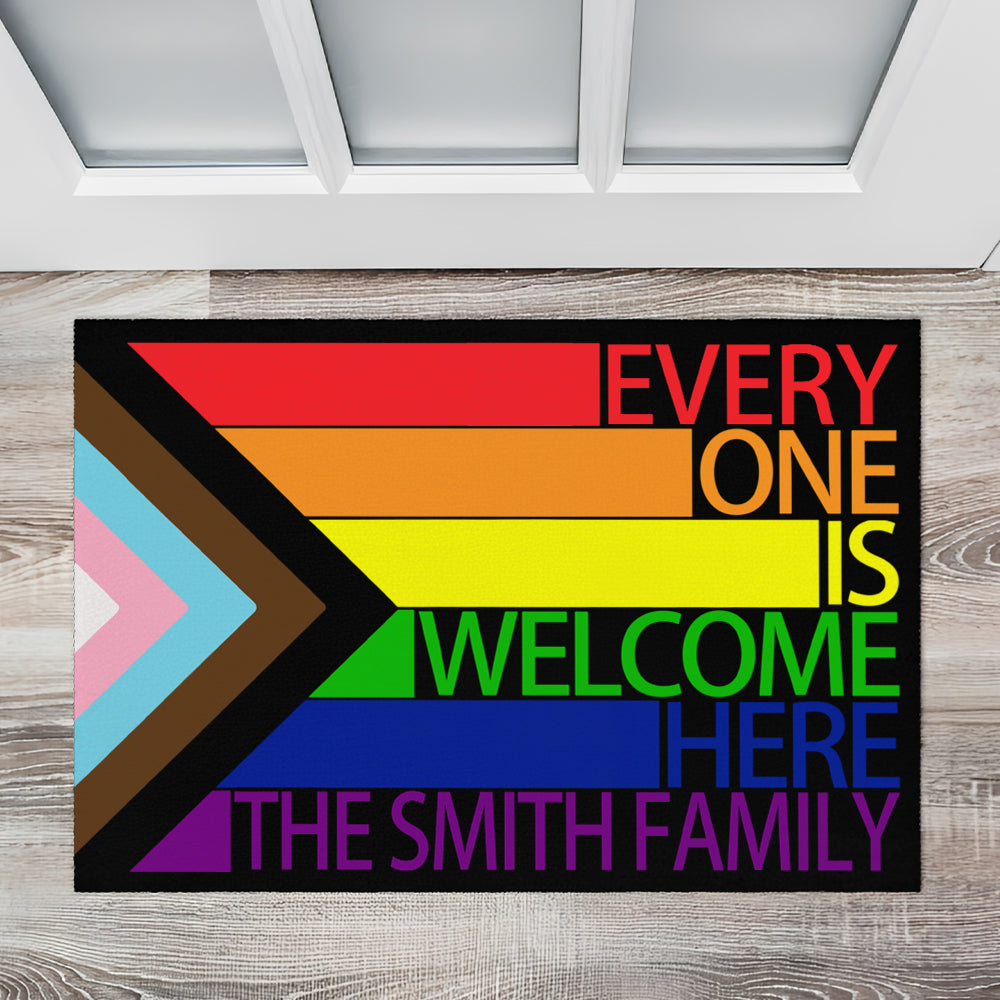 Everyone Is Welcome Here - Personalized Doormat