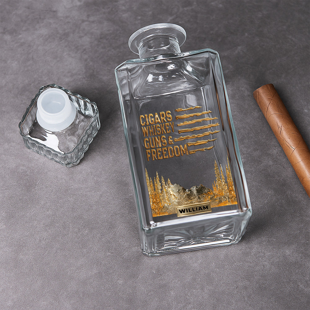 Whiskey And Cigar - Personalized Whiskey Glass