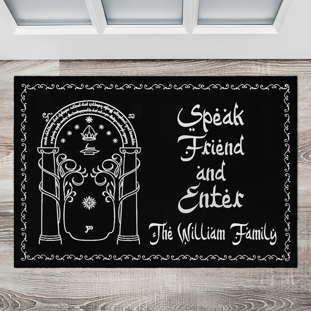 Speak, Friend, And Enter - Personalized Halloween Doormat