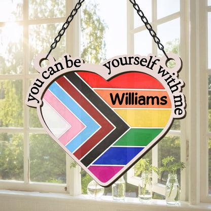 You Can Be Yourself With Me - Personalized Window Hanging Suncatcher Ornament