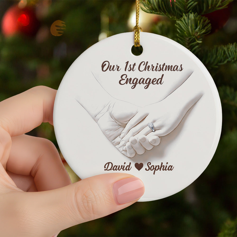 Our 1st Christmas Engaged - Personalized Ceramic Ornament