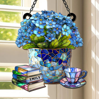 Book And Tea - Personalized Window Hanging Suncatcher