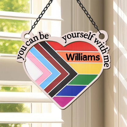 You Can Be Yourself With Me - Personalized Window Hanging Suncatcher Ornament