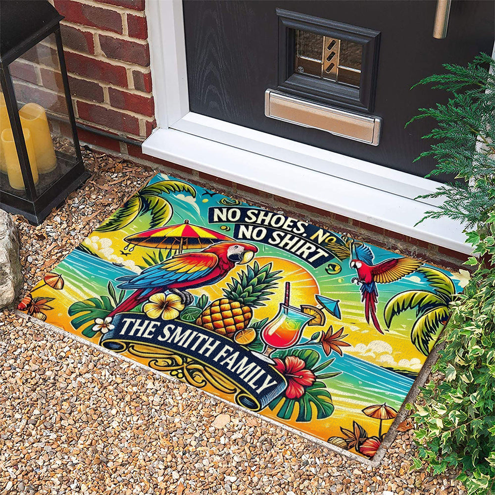 No Shoes, No Shirt...No Problem - Personalized Doormat