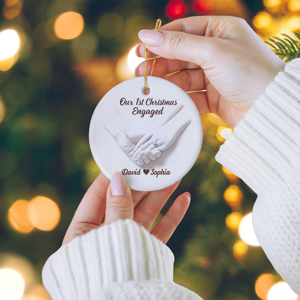 Our 1st Christmas Engaged - Personalized Ceramic Ornament