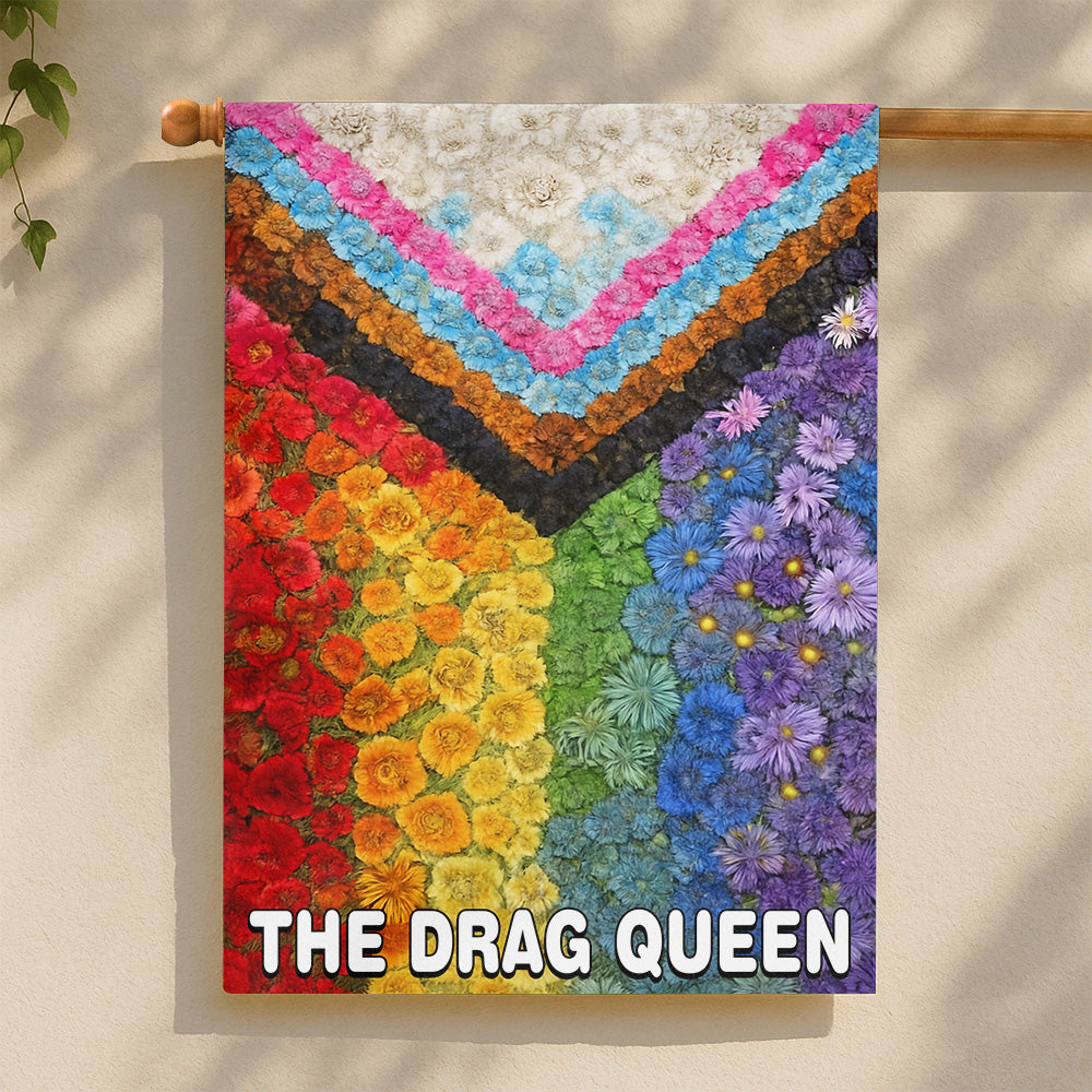 Floral Progressive Pride - Personalized Garden Flag