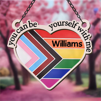 You Can Be Yourself With Me - Personalized Window Hanging Suncatcher Ornament