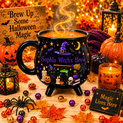 Witch's Brew - Personalized Cauldron Mug - Gift For Halloween