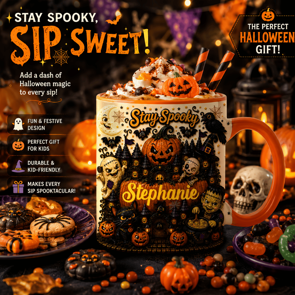Stay Spooky - Personalized Accent Mug - Gift For Halloween