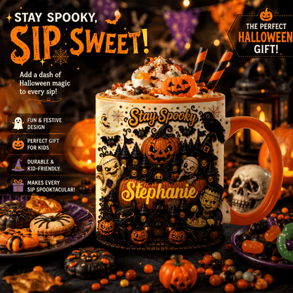 Stay Spooky - Personalized Accent Mug - Gift For Halloween