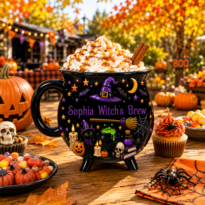 Witch's Brew - Personalized Cauldron Mug - Gift For Halloween