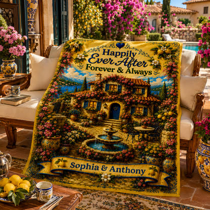 Happily Ever After Starts Here - Personalized Blanket For Couples