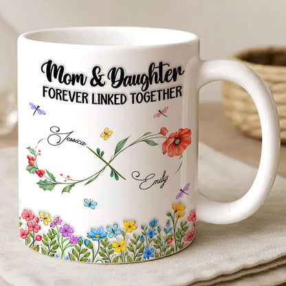 Mom And Daughter Forever Linked Together - Personalized Ceramic Mug-Myprintsy