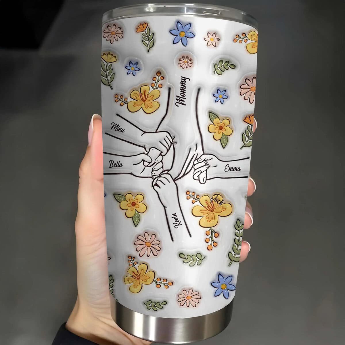 Mommy You Hold Our Hands, Also Our Hearts, Family Tumbler - Personalized Tumbler Cup - Gift For Mother-Myprintsy