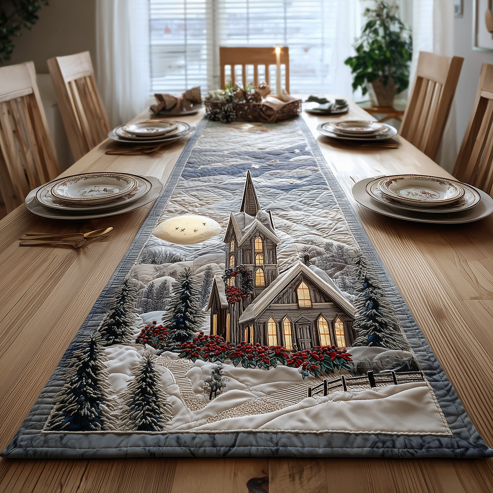 Moonlit Chapel Light Quilted Table Runner VTQ-Myprintsy