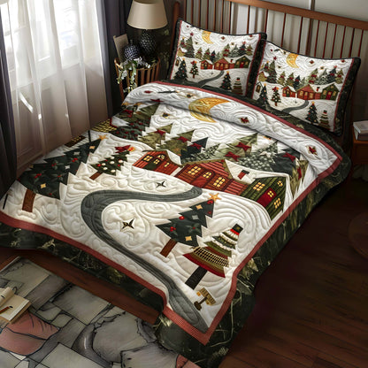 Moonlit Christmas Village -Piece Quilted Bedding Set VTQ-Myprintsy