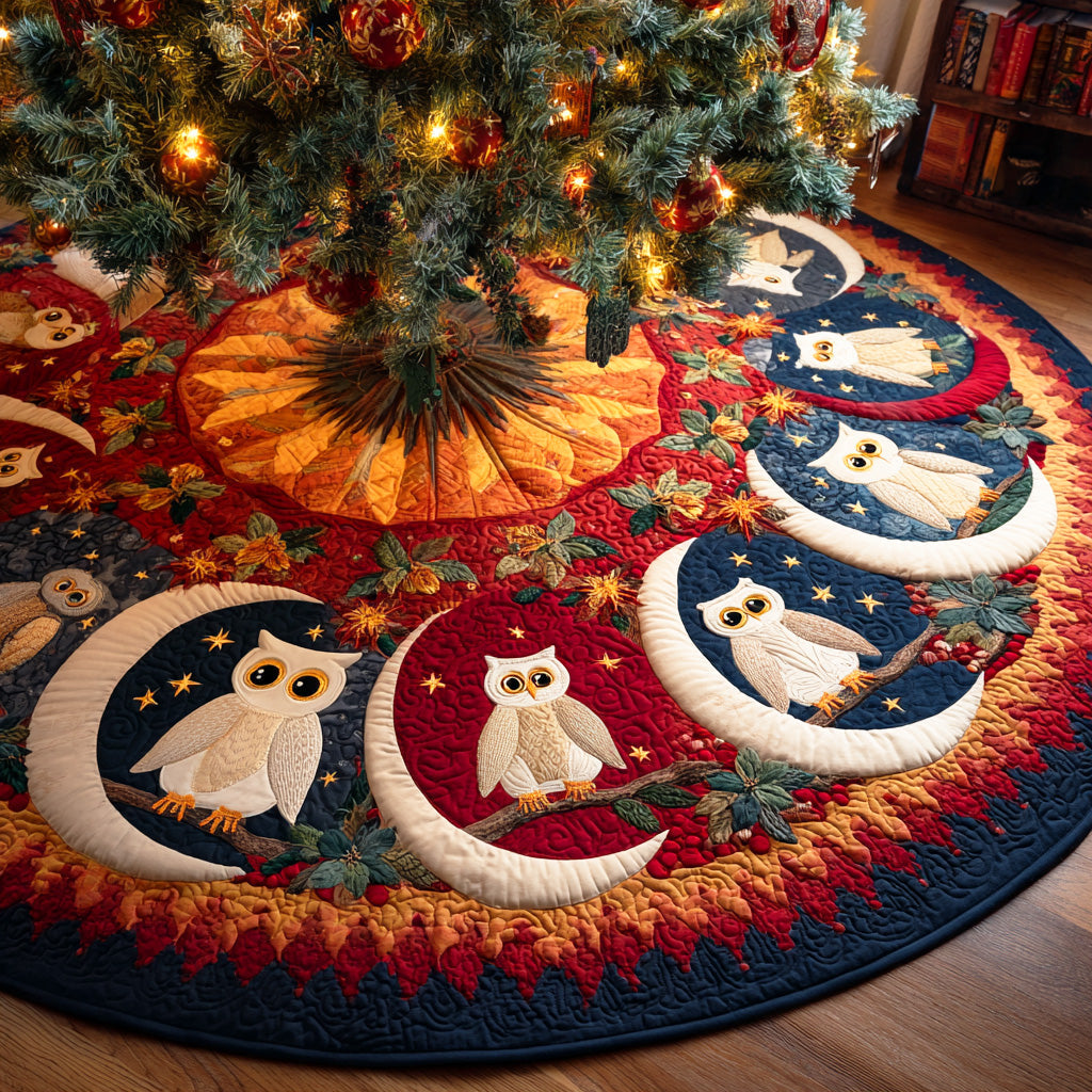 Moonlit Guardian Christmas Quilted Tree Skirt TD-Myprintsy