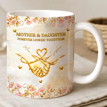 Mother & Daughter Forever Linked Together - Personalized Coffee Mug-Myprintsy