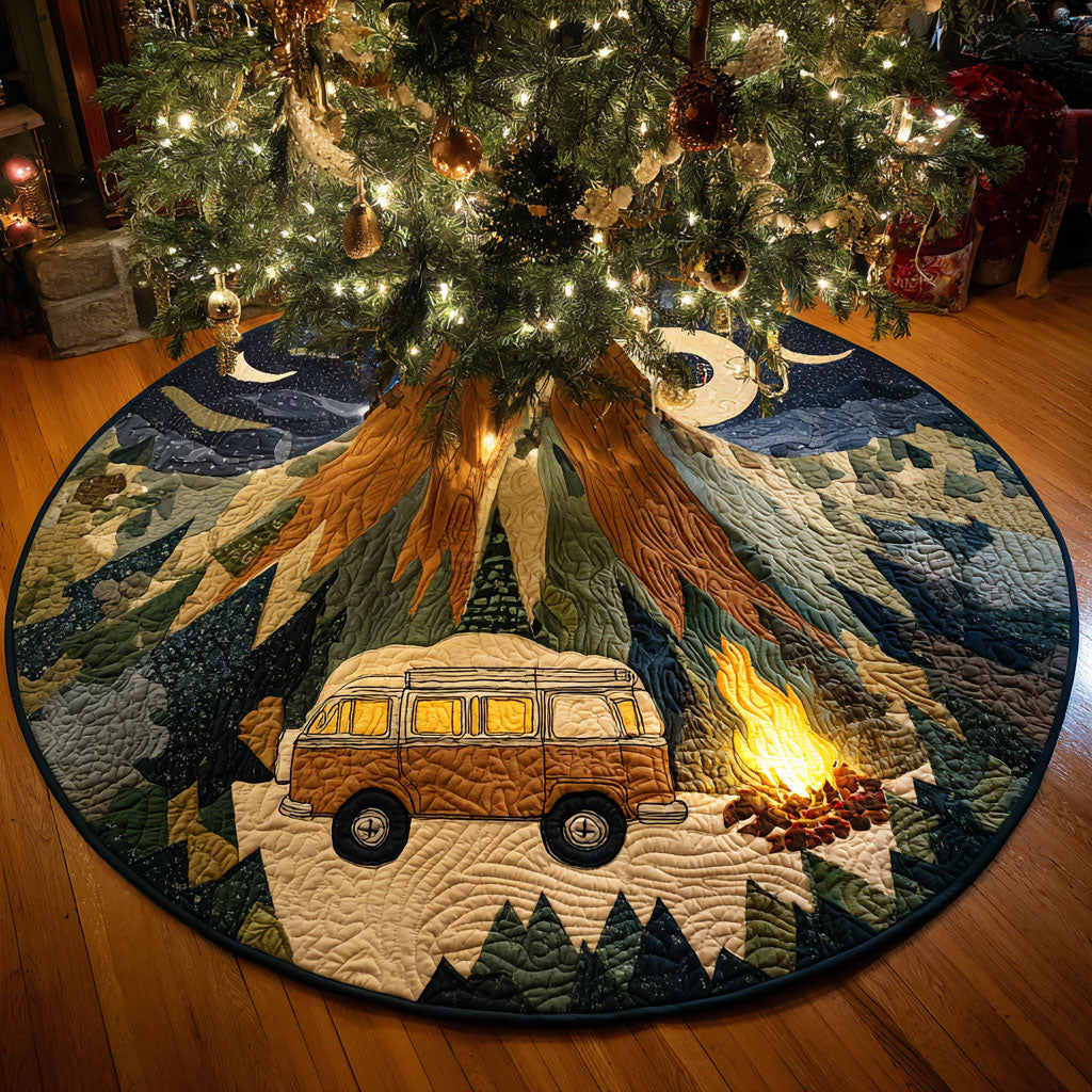 Mountain Adventure Christmas Quilted Tree Skirt-Myprintsy