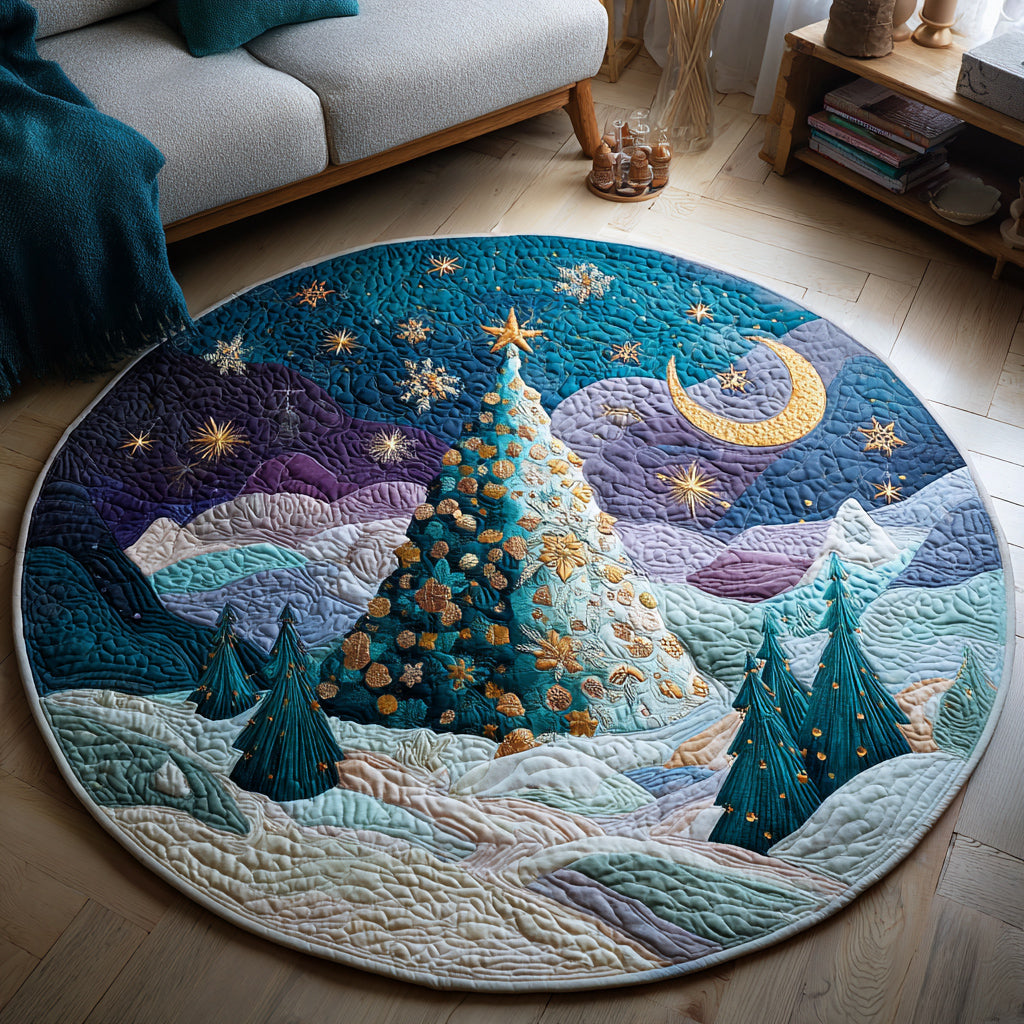 Mountain Christmas Tree Quilted Round Mat VTQ-Myprintsy