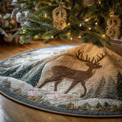 Mountain Deer Quilted Christmas Tree Skirt HH-Myprintsy