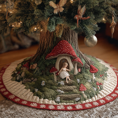 Mushroom Grove Magic Christmas Quilted Tree Skirt-Myprintsy