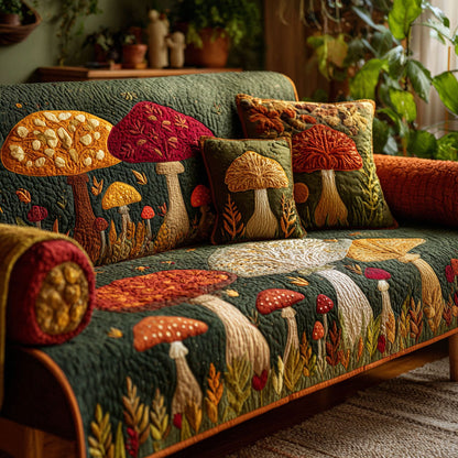 Mushroom Grove Quilted Sofa Cover VTQ-Myprintsy