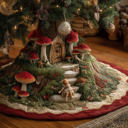 Mushroom House Delight Christmas Quilted Tree Skirt VTQ-Myprintsy