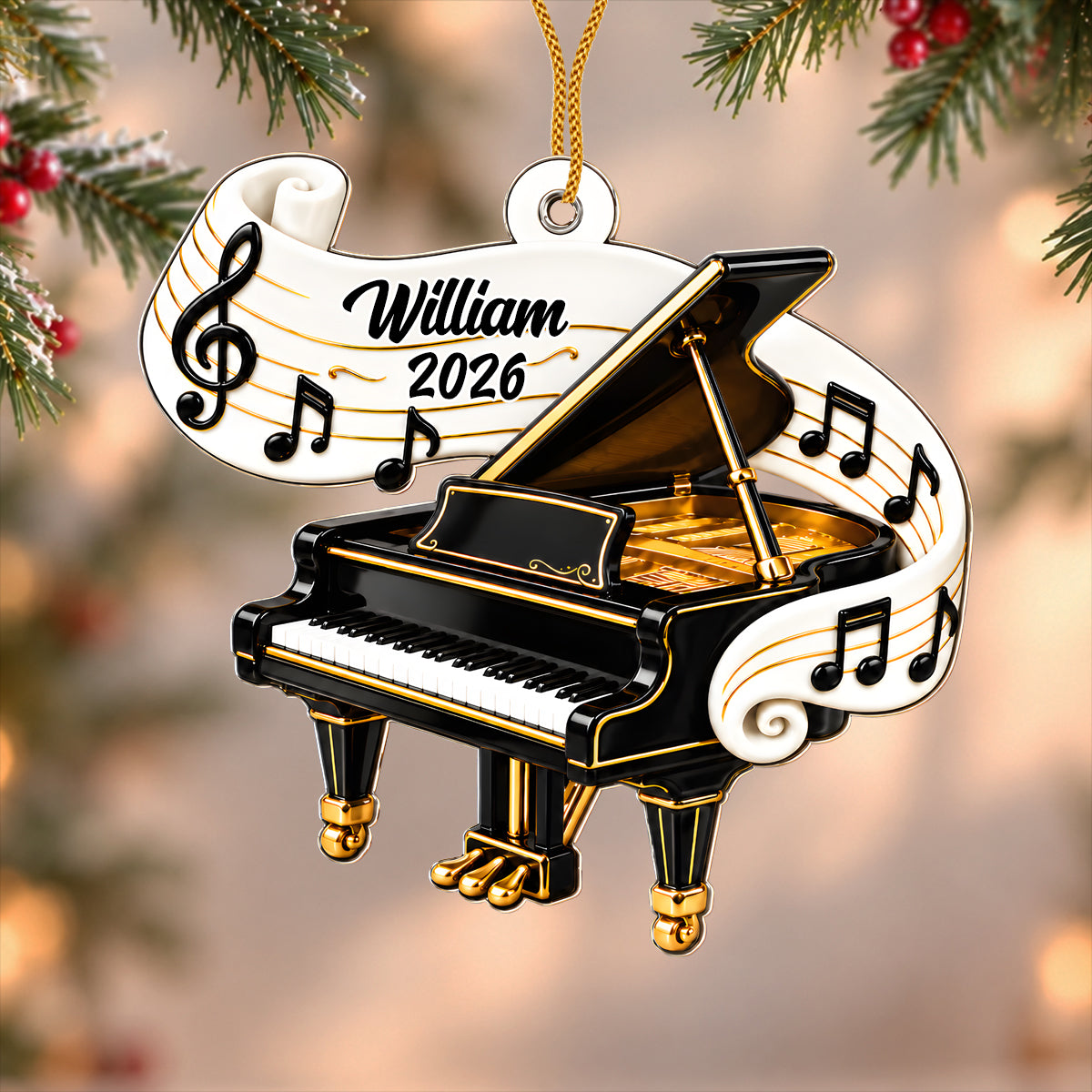 Musical Instrument Christmas Decoration - Personalized Acrylic Ornament-Myprintsy