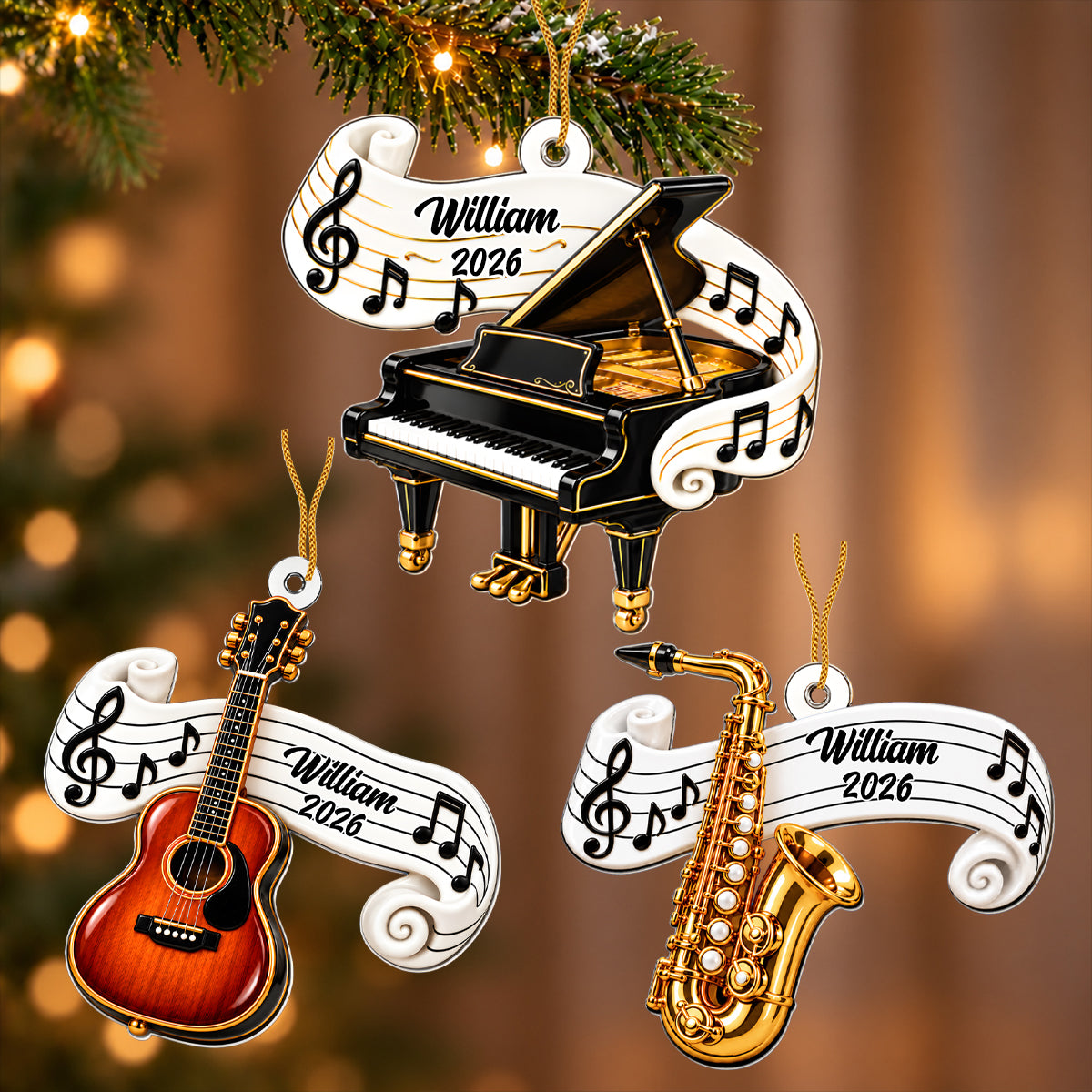Musical Instrument Christmas Decoration - Personalized Acrylic Ornament-Myprintsy